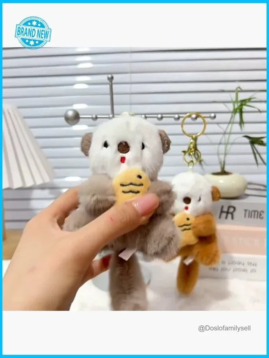 Otter Plush Keychain Adorable Animal Charm for Handbags Keys Backpacks Cute - Picture 7 of 7